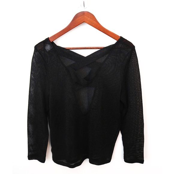 ✨2 for $22✨ H&M Black Glitter Long-Sleeve Top - Picture 2 of 6